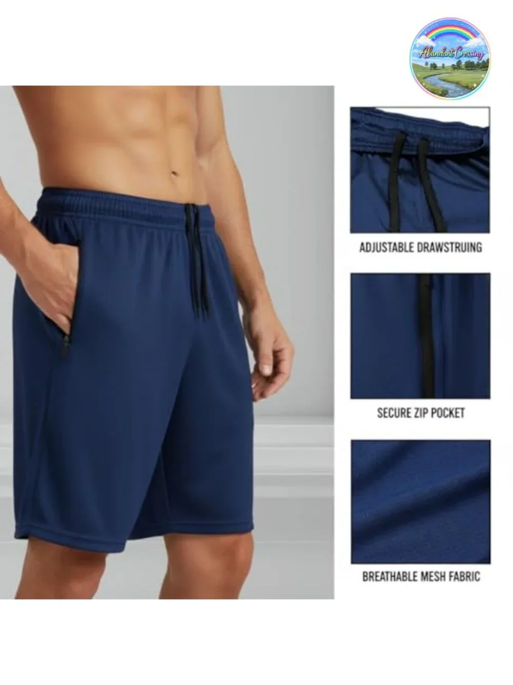 Mens Athletic Shorts 5 Pack Quick Dry Mesh with Zipper Pockets Gym Running